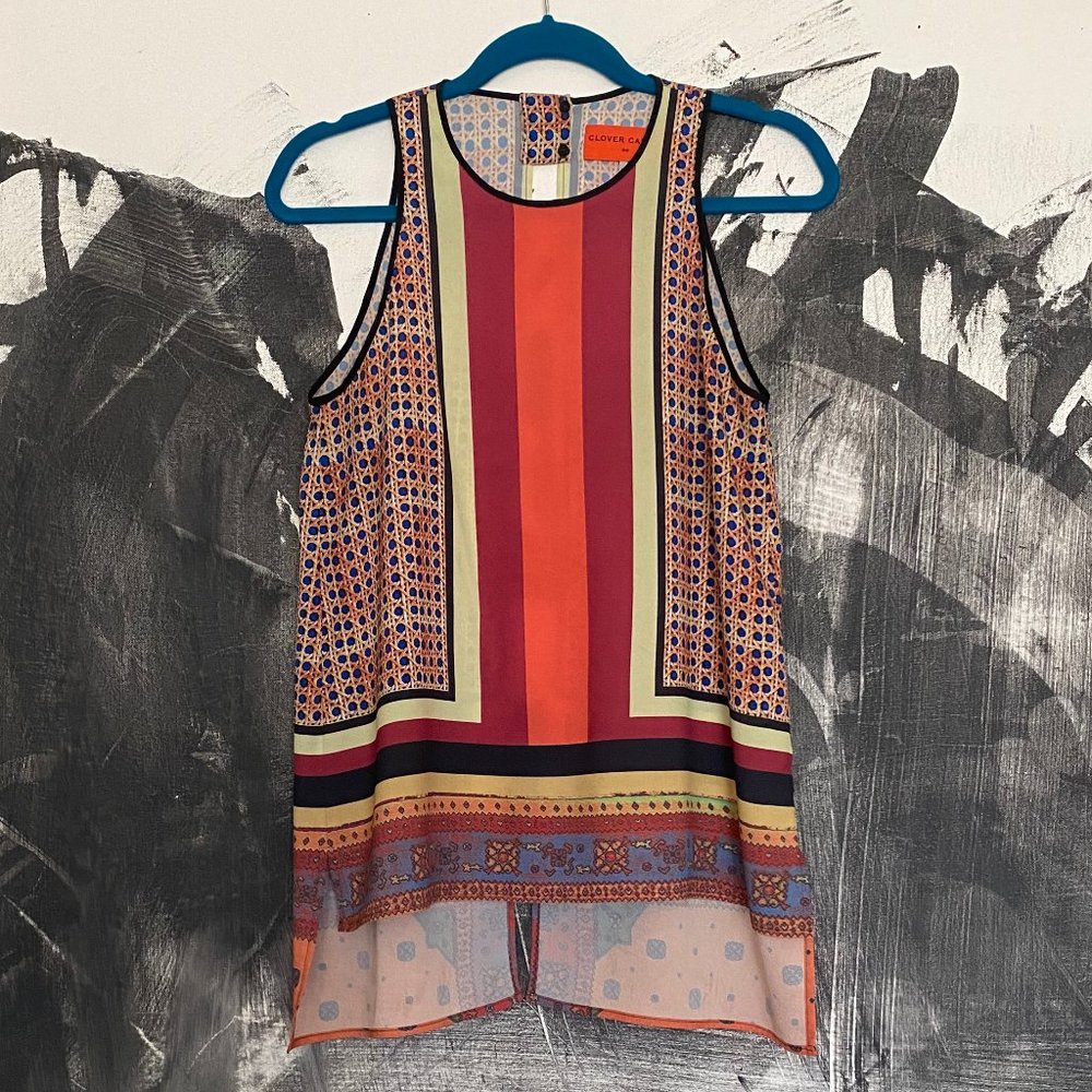 Clover Canyon | Printed Flowy Top | Open Back | Size Small
